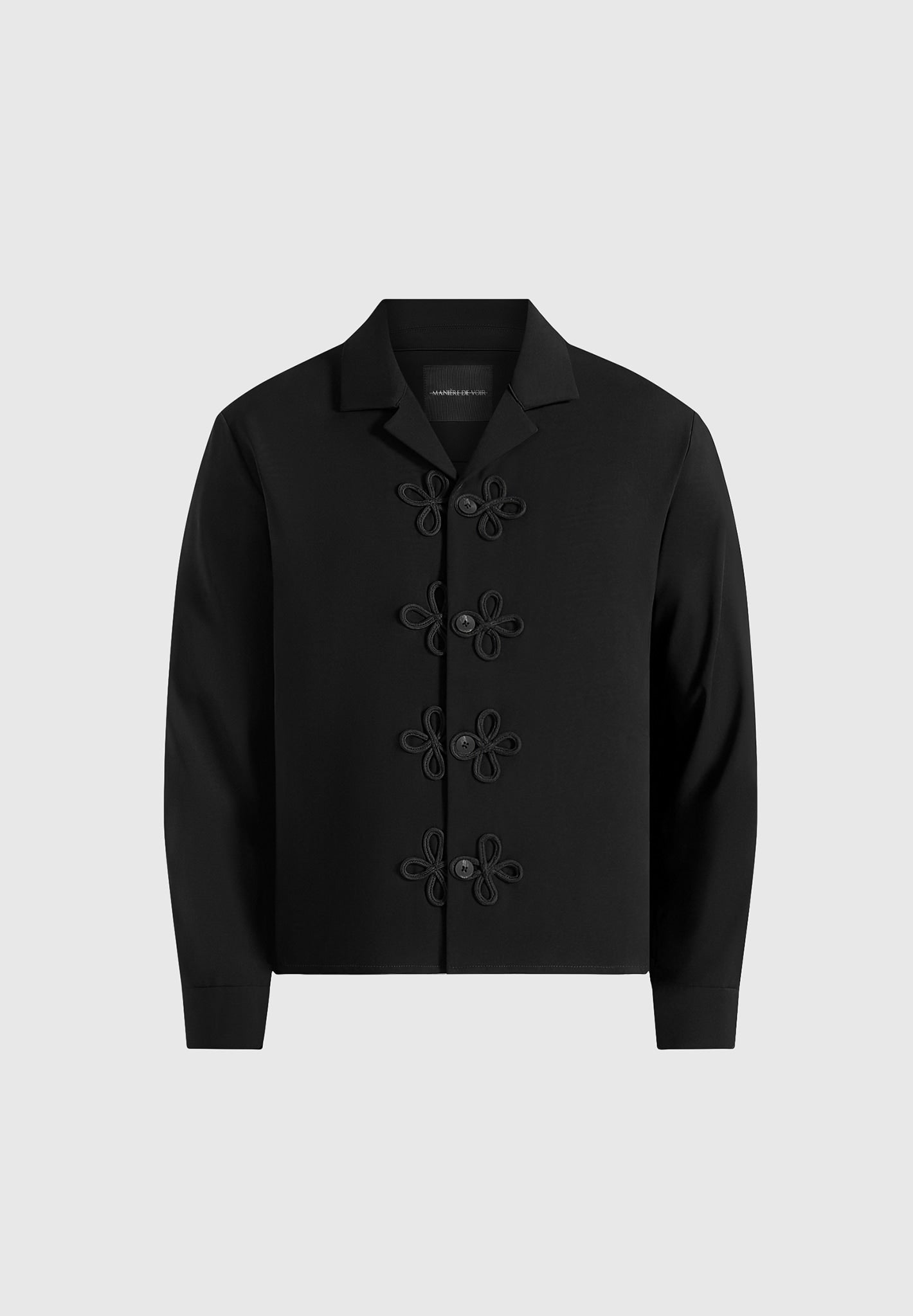 Valen - Applique Detail Long Sleeve Shirt - Black