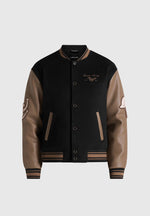 Equestrian Wool-Blend Varsity Jacket - Black