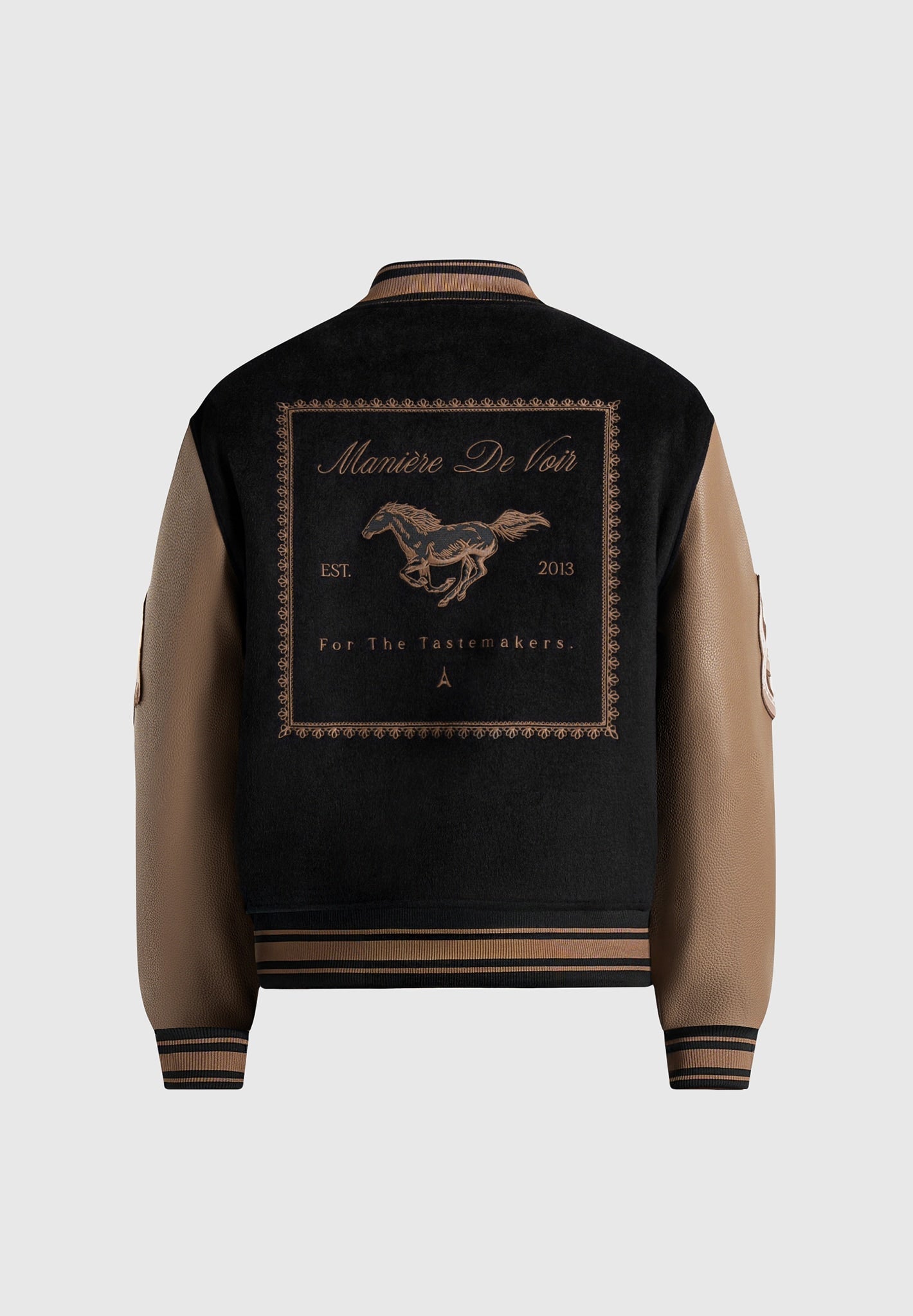 Equestrian Wool-Blend Varsity Jacket - Black