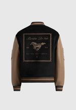 Equestrian Wool-Blend Varsity Jacket - Black