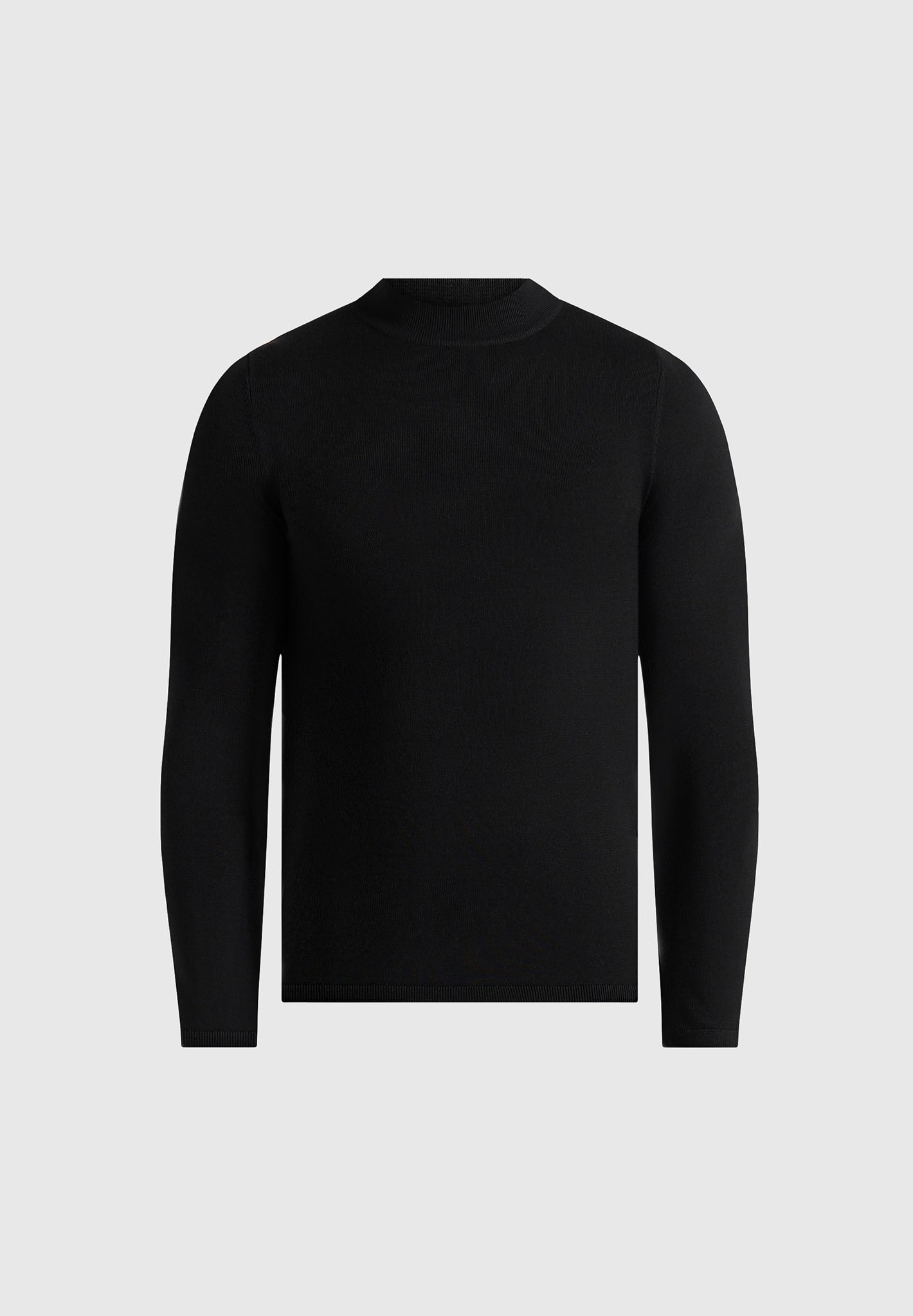 KW003 - Fitted Mock Neck Wool-Blend Sweater - Black