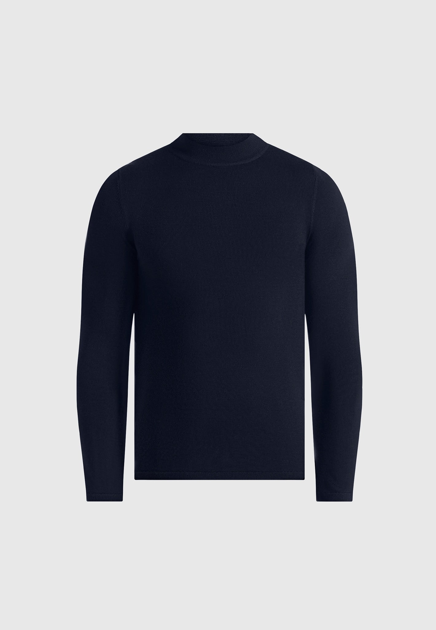 KW003 - Fitted Mock Neck Wool-Blend Sweater - Navy