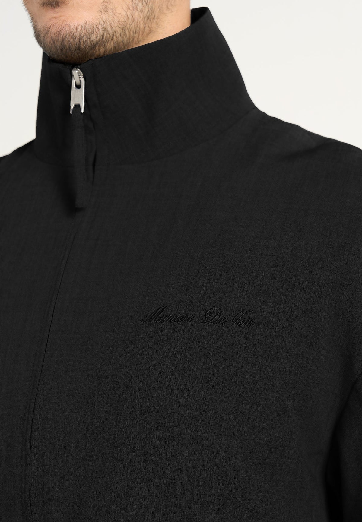 Ace - Boxy Cropped Wool-Blend Track Jacket - Black