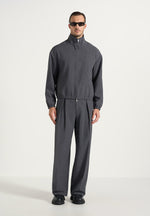 Ace - Boxy Cropped Wool-Blend Track Jacket - Grey