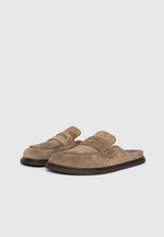 Sidney - Men's Suede Loafer Mules - Taupe
