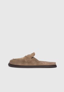Sidney - Men's Suede Loafer Mules - Taupe