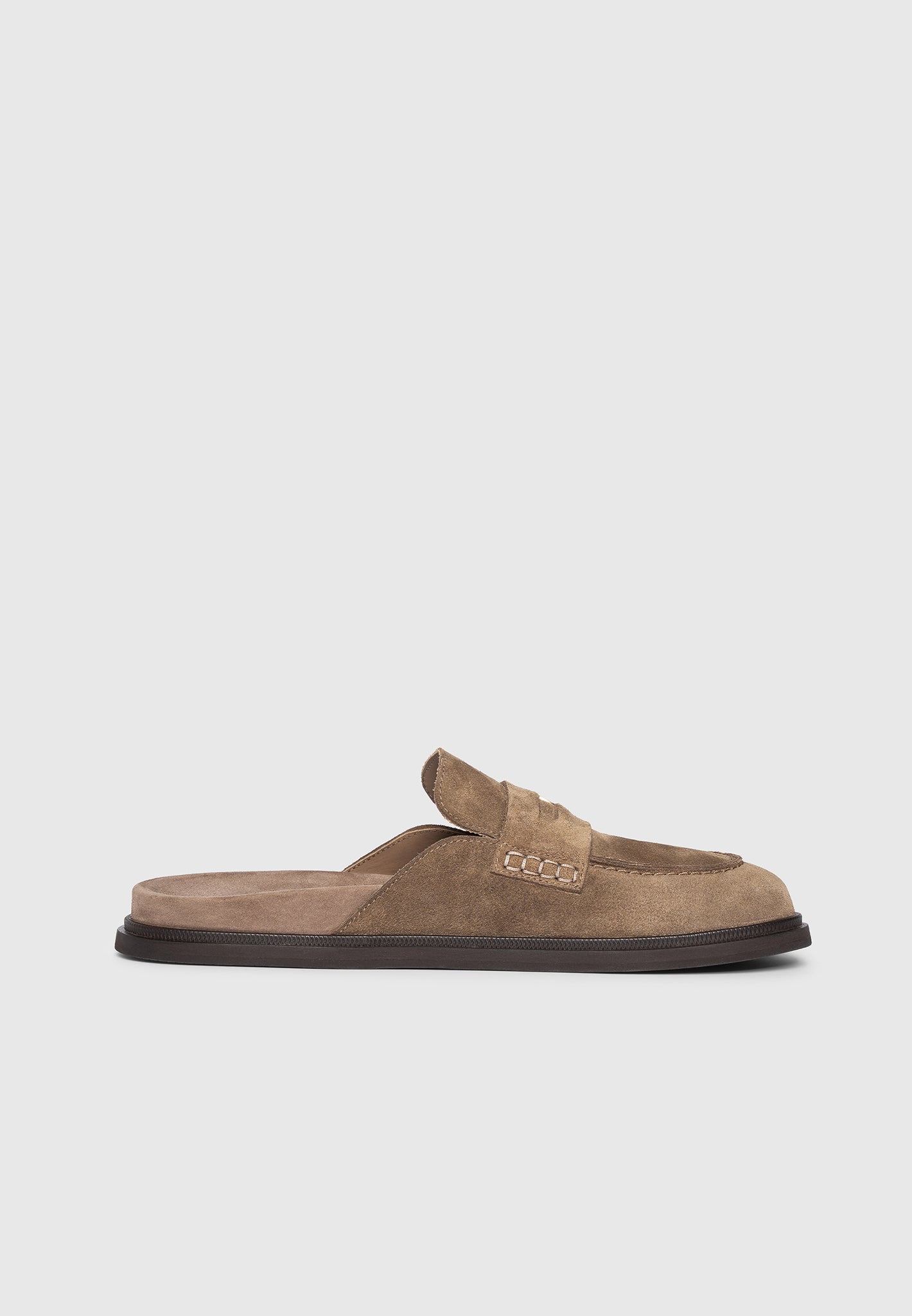 Sidney - Men's Suede Loafer Mules - Taupe