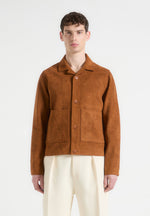 Suede Jacket with Revere Collar - Fawn