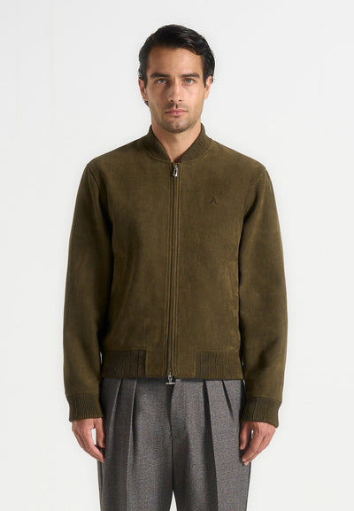 Arsene - Suede Bomber Jacket - Olive