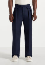 Pierre - Twin Pleat Tailored Pants - Navy