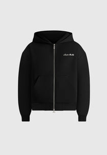 JS002 - Unisex Signature Relaxed Fit Zip Hoodie - Black