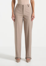 Nina - Cigarette Fit Tailored Trousers - Mushroom