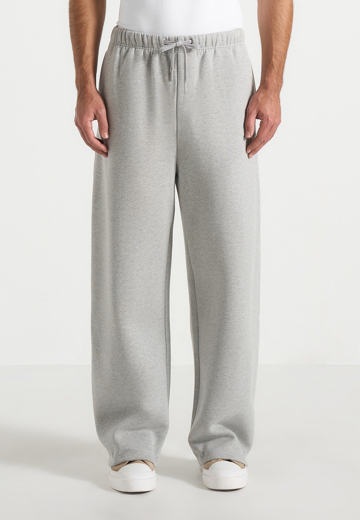 JS003 - Unisex Signature Wide Leg Sweatpants - Marl Grey