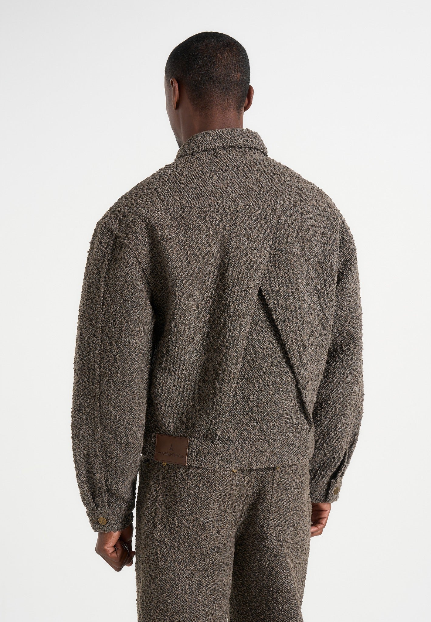 Damien - Boucle Jacket With Back Pleat - Brown