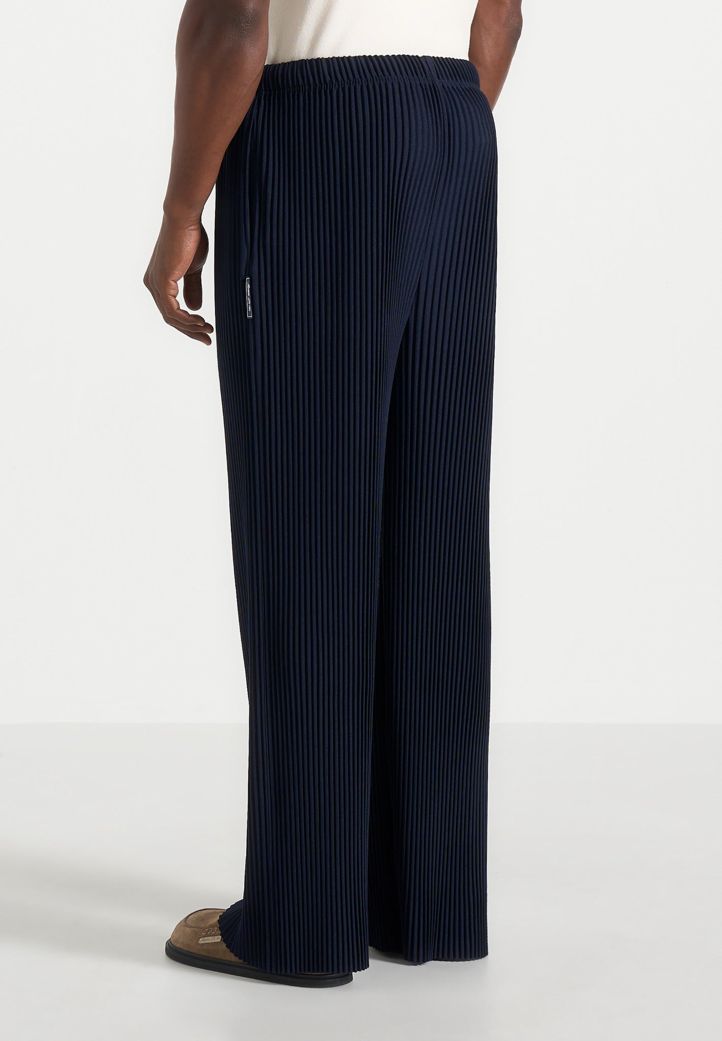Jonas - Pleated Wide Leg Pants - Navy