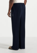 Jonas - Pleated Wide Leg Pants - Navy