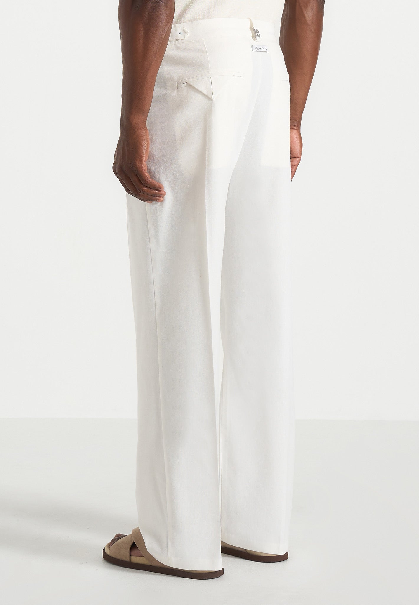 Pierre - Twin Pleat Linen Pants - White