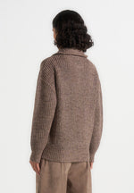 Jamie - Unisex Speckled Wool Zip Through Jacket - Taupe