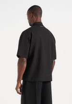 Aven - Boxy Shirt With Crease - Black