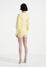 Michele - Knitted Scallop Hem Playsuit - Pale Yellow