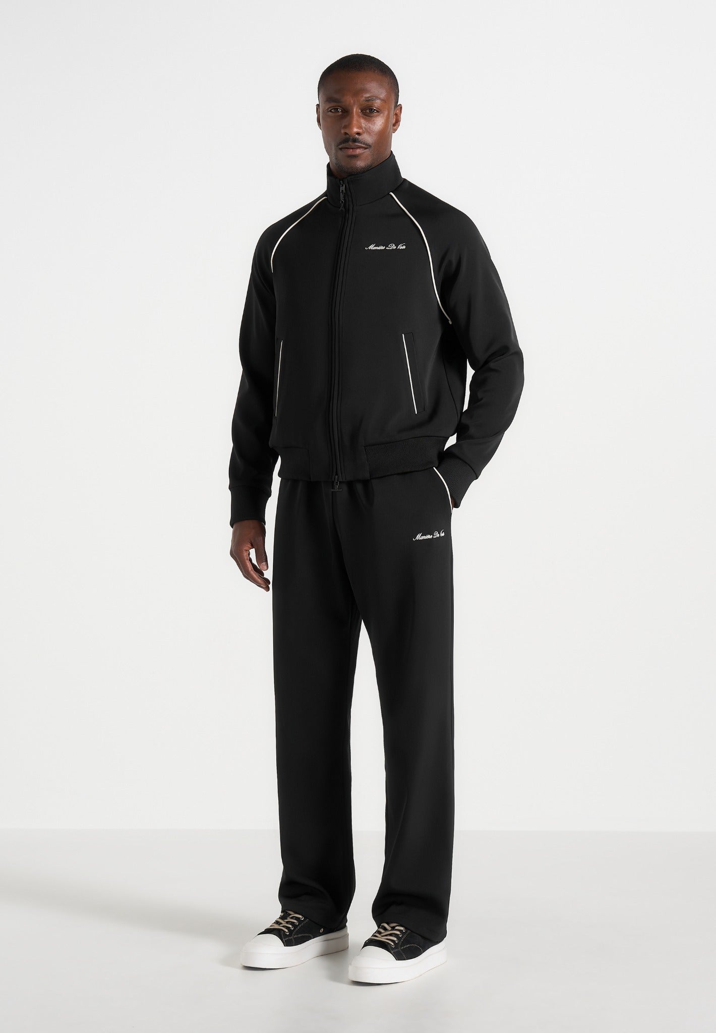 Signature - Piped Track Pants - Black