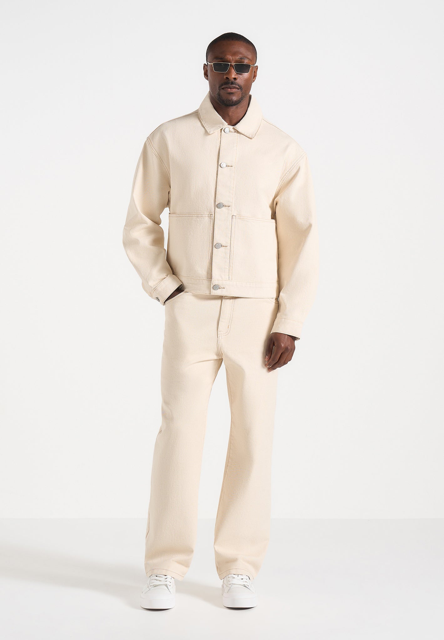 Damien - Boxy Fit Denim Jacket - Cream
