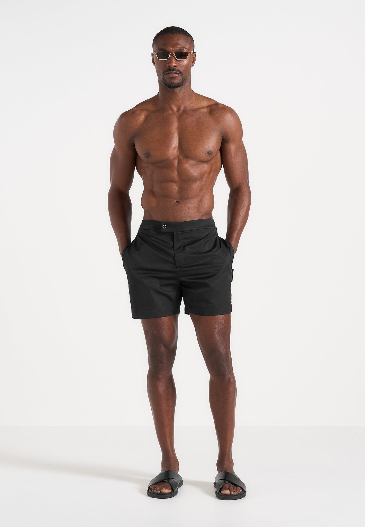 Brian - Polished Nylon Swim Shorts - Black 