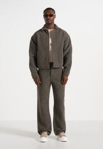 Damien - Boucle Jacket With Back Pleat - Brown