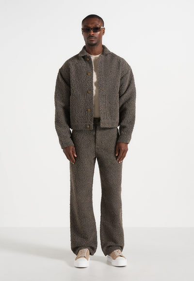 Damien - Boucle Jacket With Back Pleat - Brown