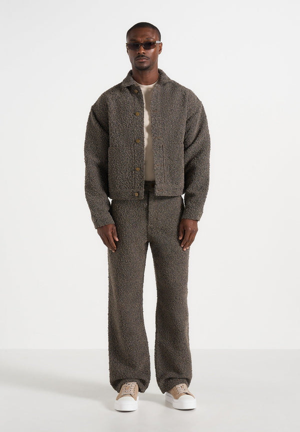 Damien - Boucle Jacket With Back Pleat - Brown