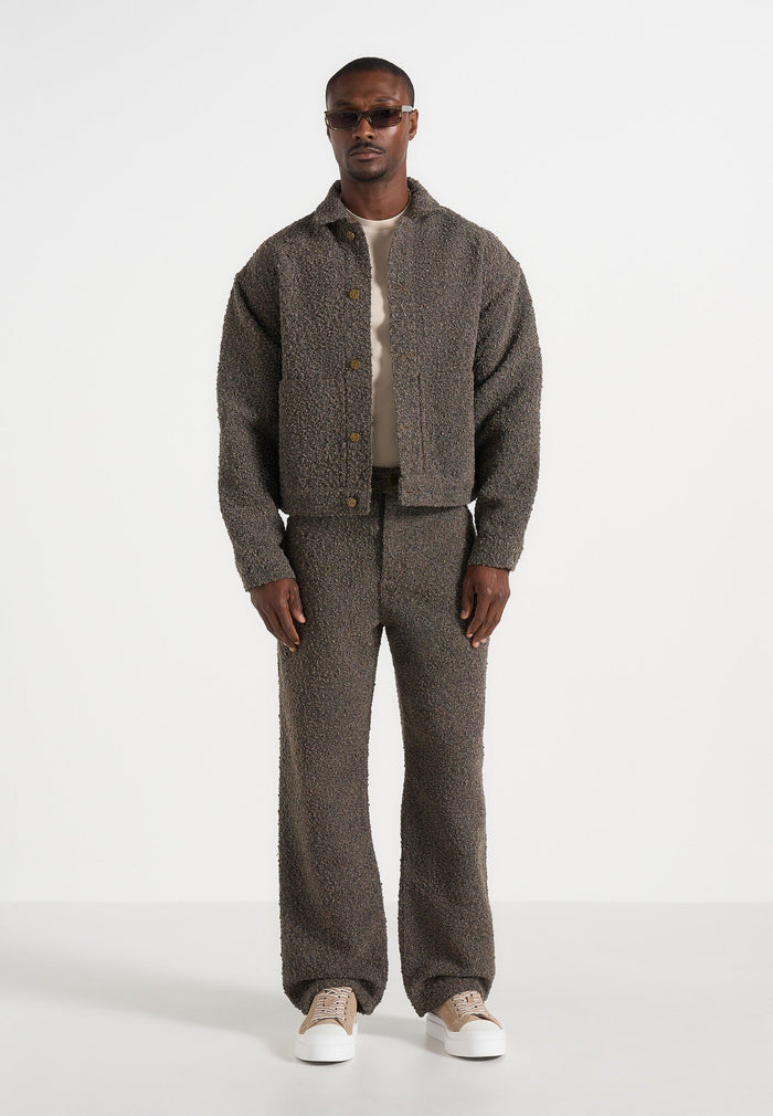 Damien - Boucle Jacket With Back Pleat - Brown