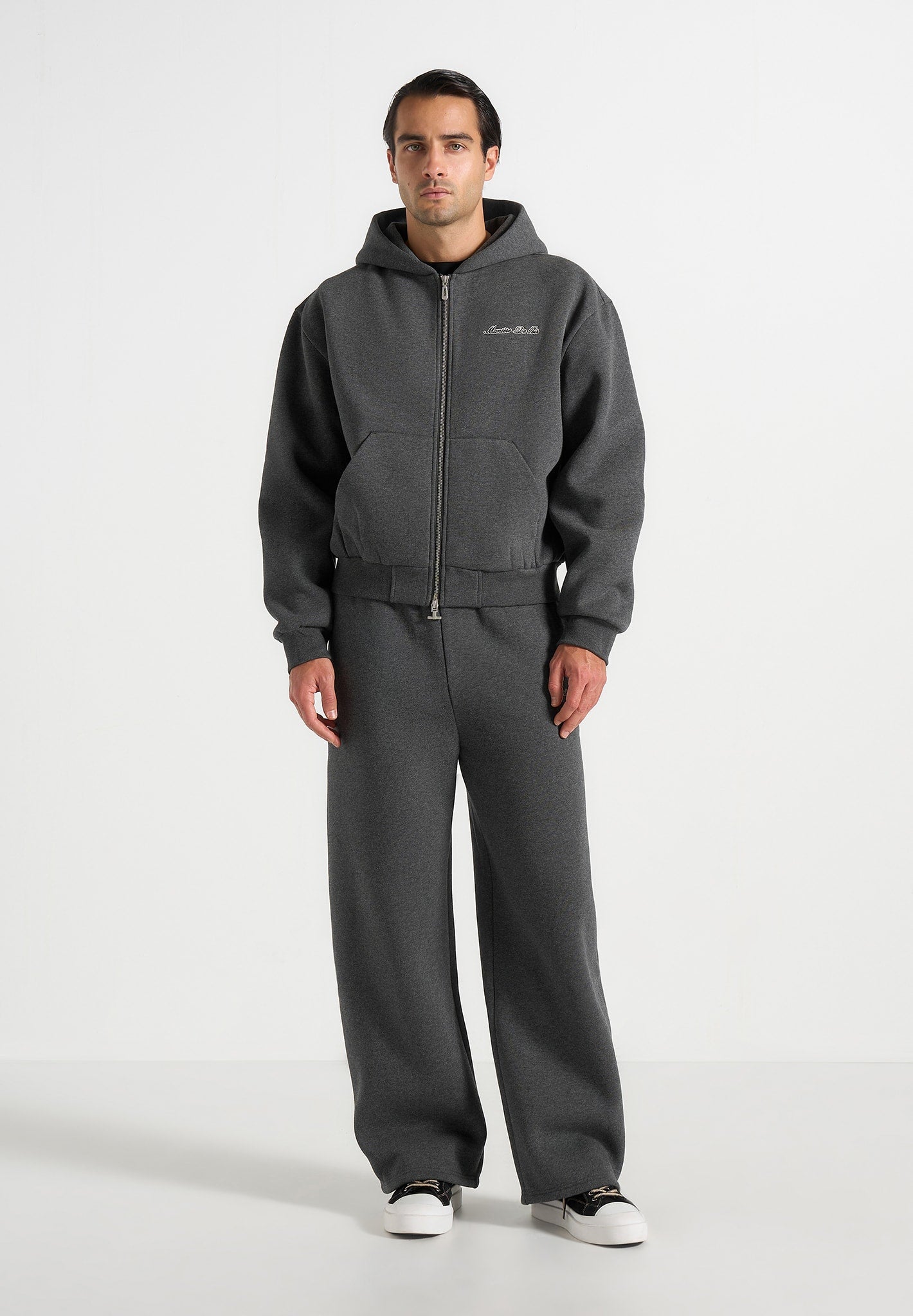 JS002 - Unisex Signature Relaxed Fit Zip Hoodie - Charcoal Grey