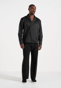 Alban - Satin Double Breasted Shirt - Black