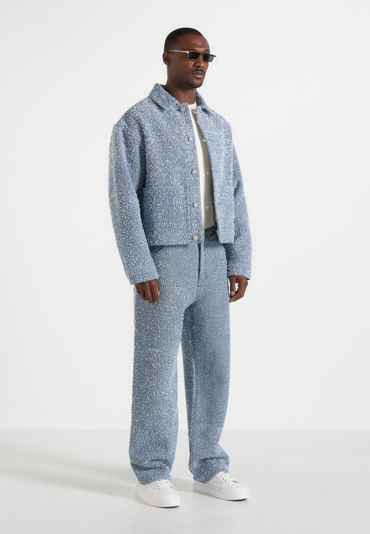 Damien - Boucle Jacket With Back Pleat - Blue