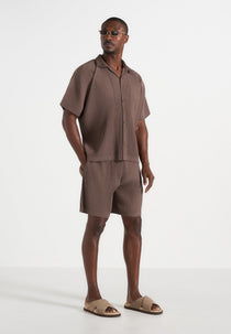 Justin - Pleated Boxy Shirt - Brown