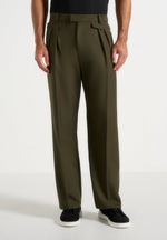 Pierre - Twin Pleat Tailored Trousers - Olive