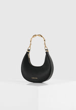 Sadie - Sculpted Leather Crescent Bag - Black