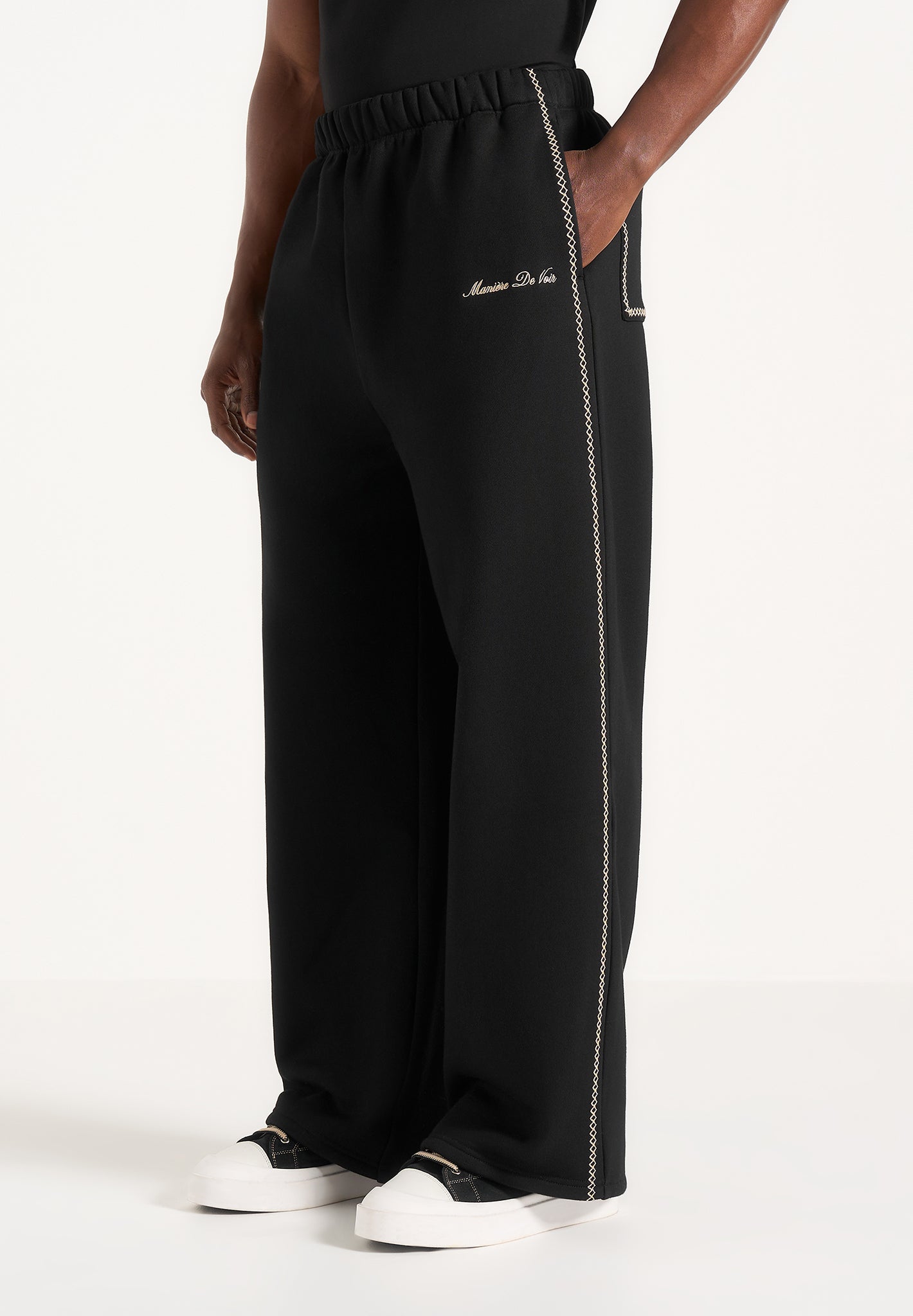 Morgan - Unisex Whipstitch Regular Joggers - Black