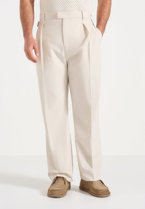 Dorian - Pleated Linen Pants - Natural