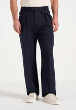 Pierre - Twin Pleat Tailored Pants - Navy