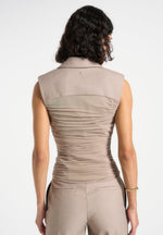 thea-mesh-ruched-waistcoat-mushroom
