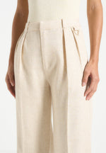 Julie - Linen Twin Pleat Trousers - Natural