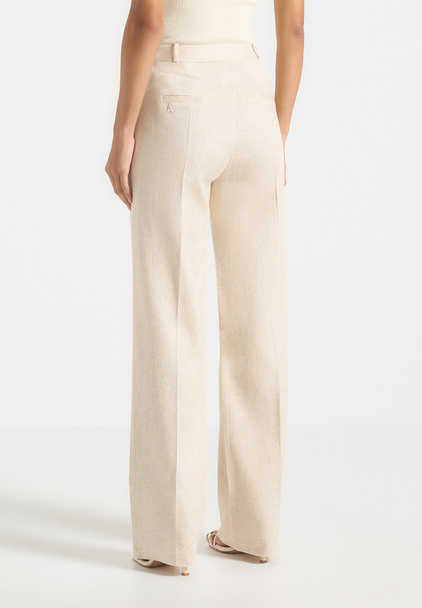 Julie - Linen Twin Pleat Trousers - Natural