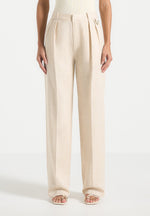 Julie - Linen Twin Pleat Trousers - Natural