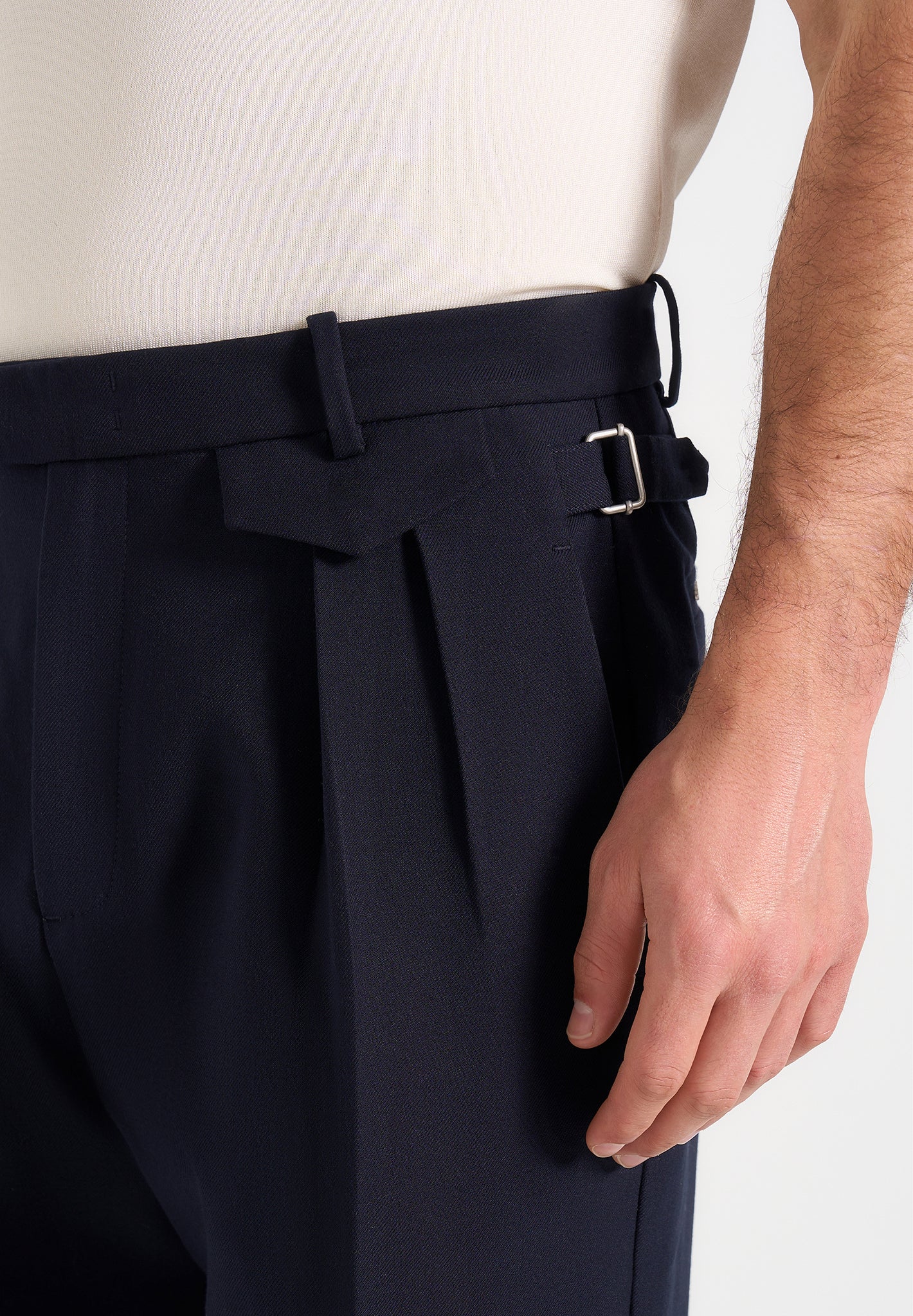 Pierre - Twin Pleat Tailored Pants - Navy