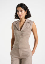 thea-mesh-ruched-waistcoat-mushroom