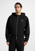 Ray - Unisex Neoprene Cropped Zip Hoodie - Black