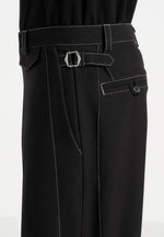 Marceau - Contrast Stitch Barrel Leg Pants - Black