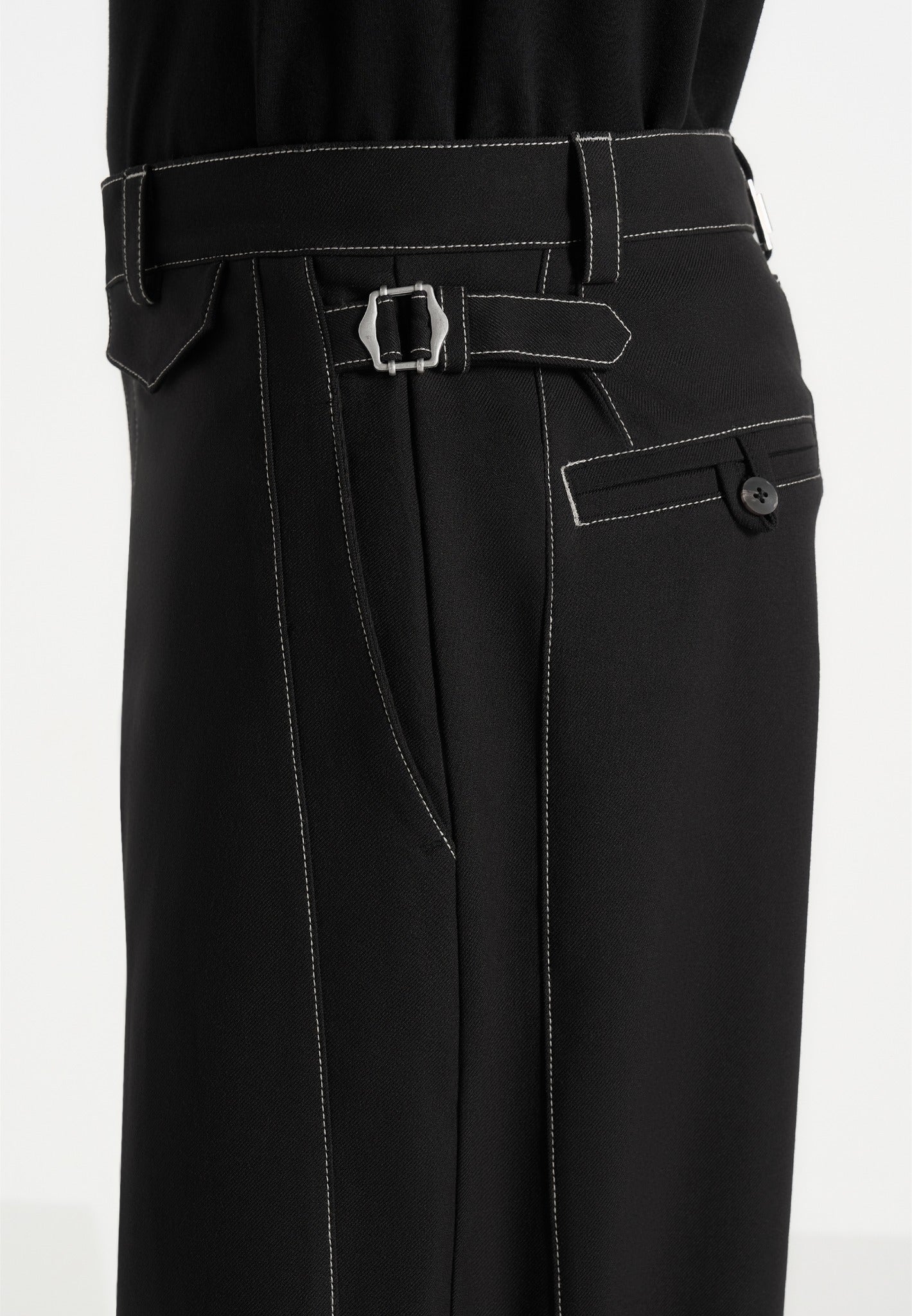 marceau-contrast-stitch-barrel-leg-trousers-black