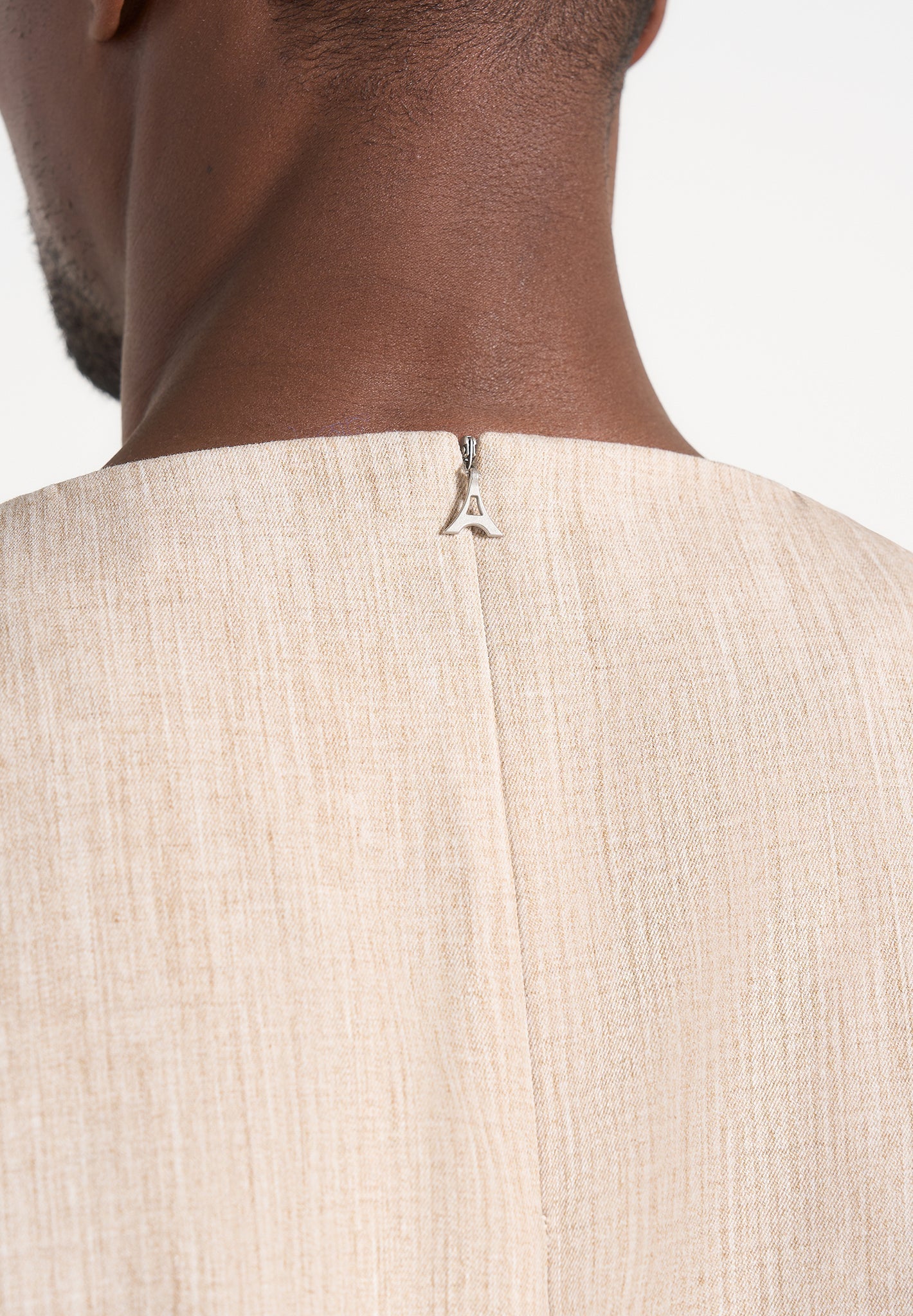 Leon - Boxy Cropped Hatched T-Shirt - Beige